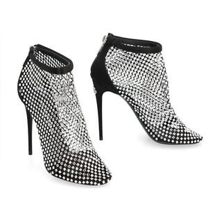 Dolce & Gabbana mesh crystal embellished satin pumps size 35